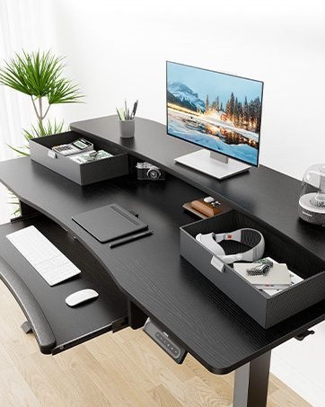 huanuo electric standing desk with drawer with keyboard tray