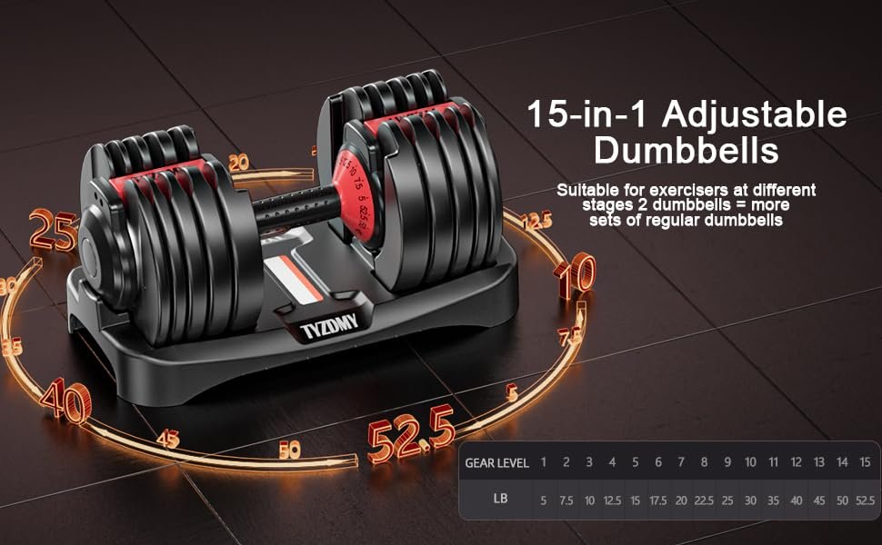 15-in-1 Adjustable Dumbbells