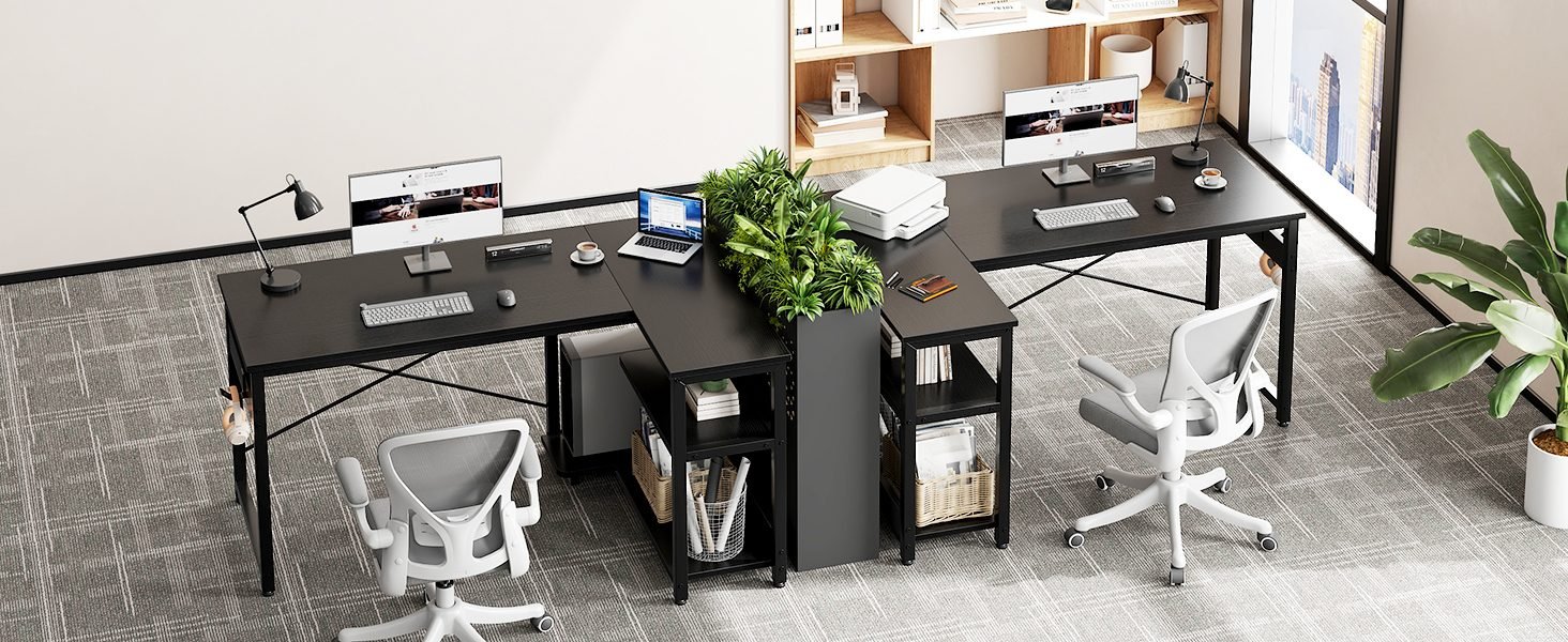 black l shaped desk