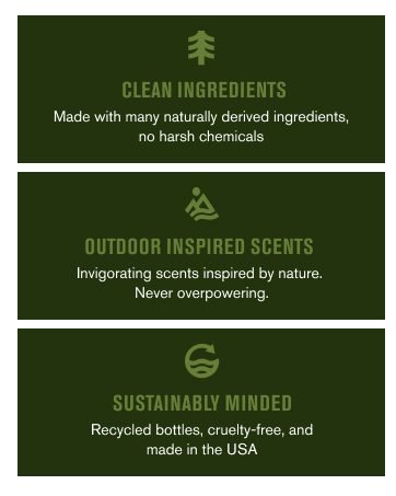 Clean Ingredients. Outdoor Inspired Sense. Sustainably Minded.