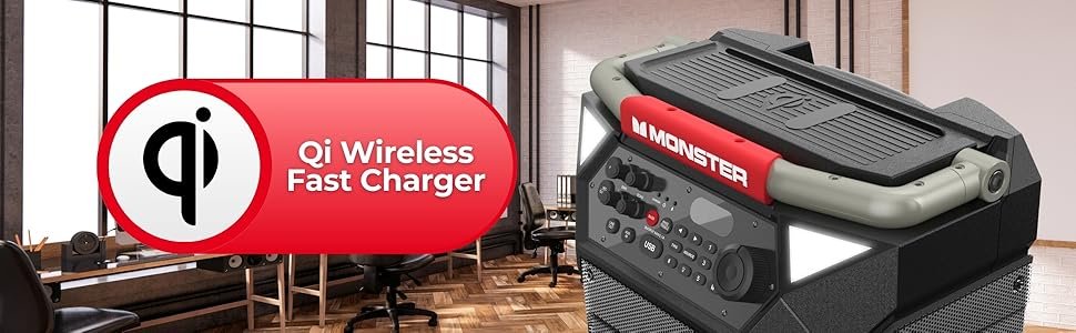 Qi Wireless Fast Charger with Portable Speaker