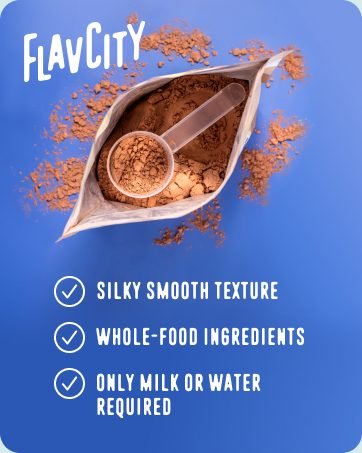 Chocolate protein powder with grass fed whey protein offers smooth texture and clean nutrition.