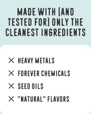 Hydration powder and whey protein powder vanilla are made without heavy metals or seed oils.