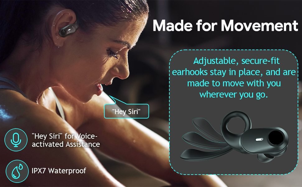 Unique Design Sports Earbud & In-ear Headphones with Flexible Ear hooks 