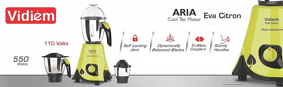 Vidiem Eva Citron Mixer Grinder - 110VVidiem Eva Citron Mixer Grinder - 110V