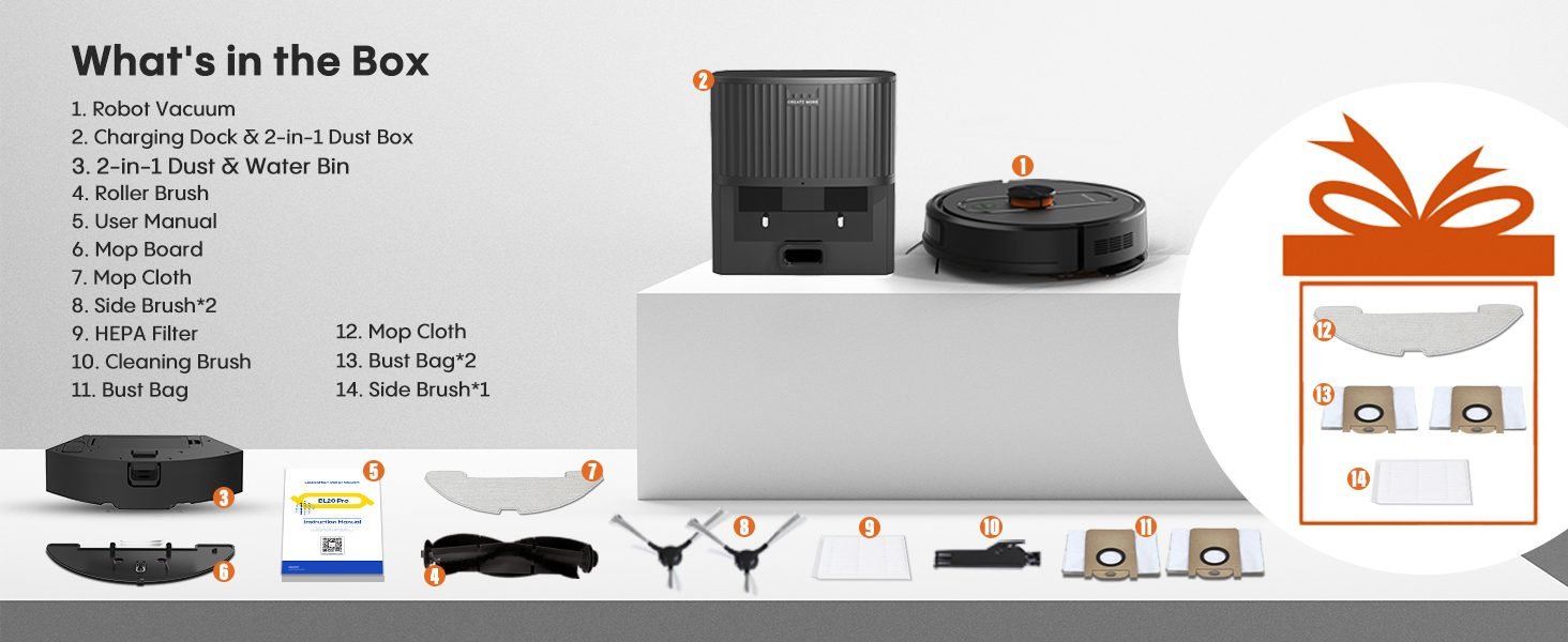 eitton Robot Vacuum and Mop with Self-Emptying