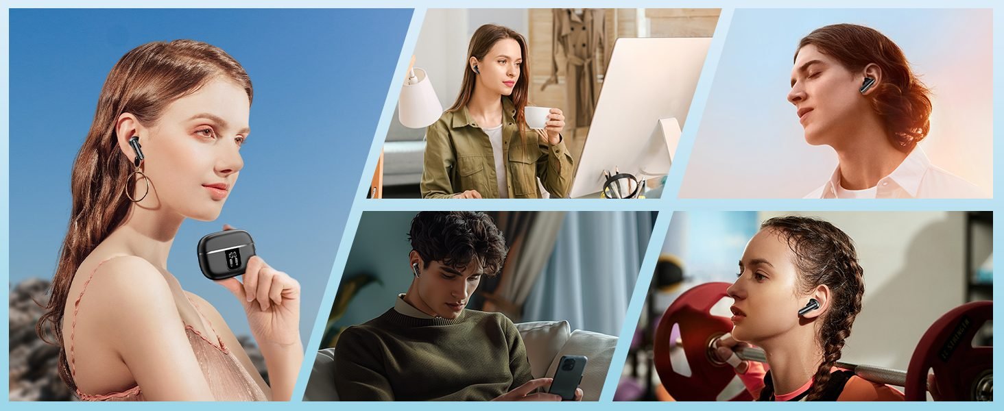 Collage of exercise and fitness scenes showing various workout activities and equipment use in different indoor and outdoor settings