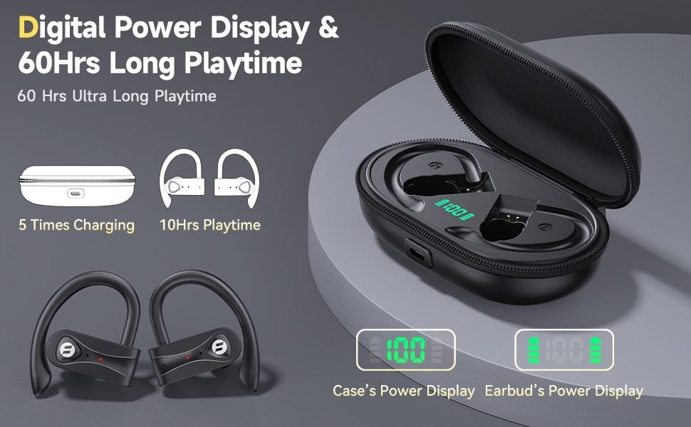 Bluetooth Headphones with Noise Canceling 4 Mic Stereo Sound Wireless Earbuds