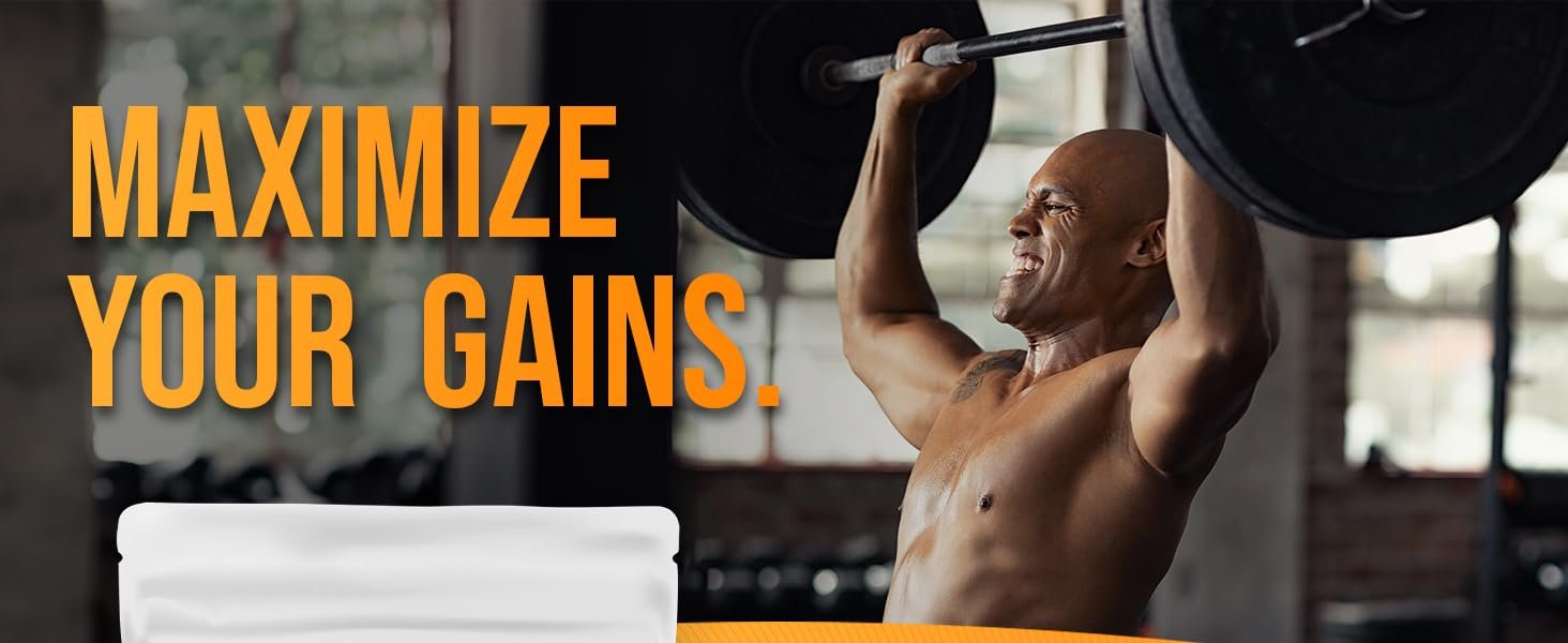 Whey Protein Isolate Maximize Your Gains Man Lifting Barbell