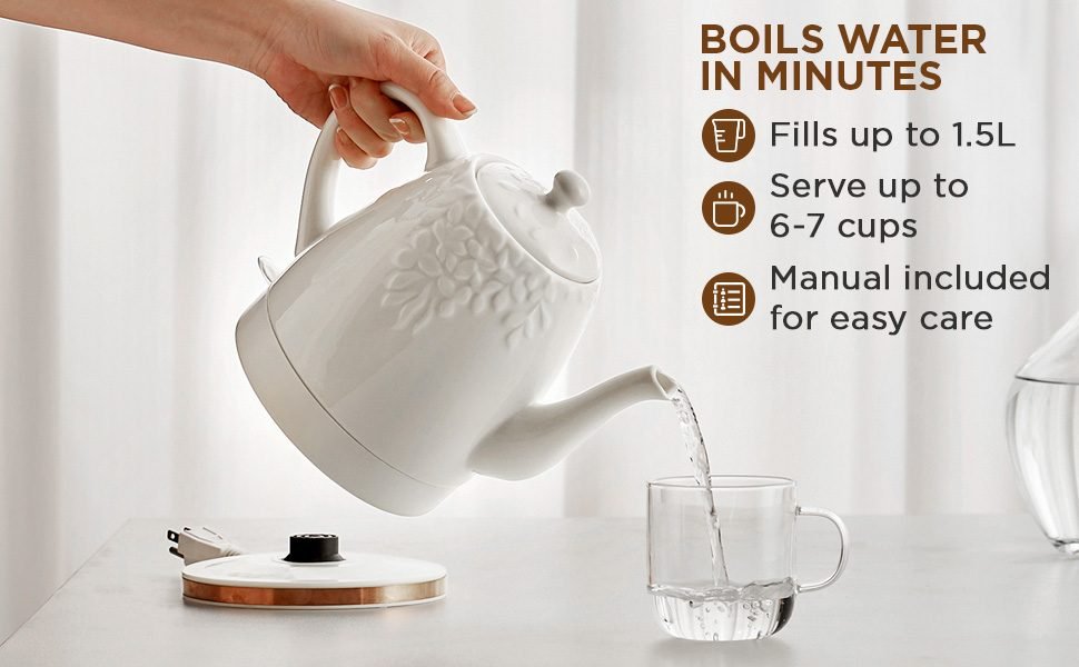 electric ceramic tea kettle teakettle teapot porcelain tea pot top tier
