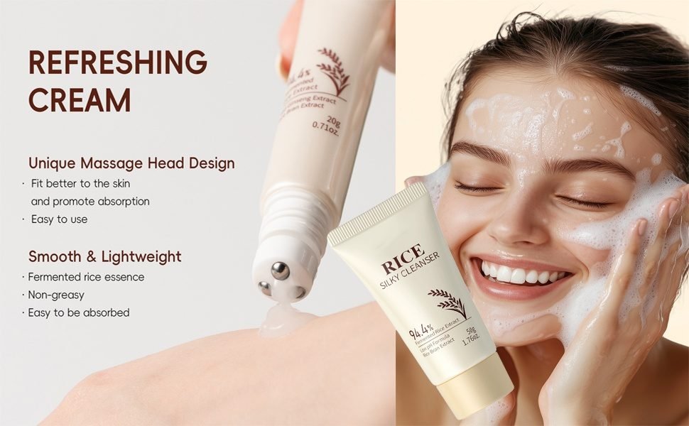 A refreshing eye cream and an oil-controlling facial cleanser leave skin smooth and radiant