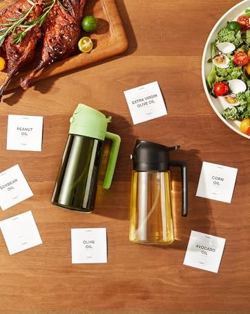 Tabletop scene with food containers, salad bowl, cutting board with meat, and labeled cards for meal planning or recipe organization.