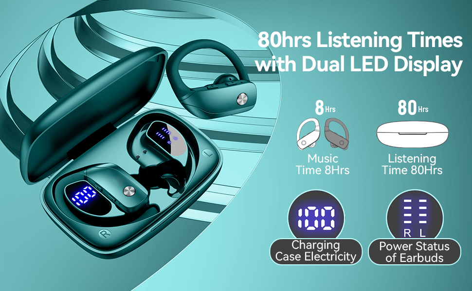 80hrs Listening Times with Dual LED Display