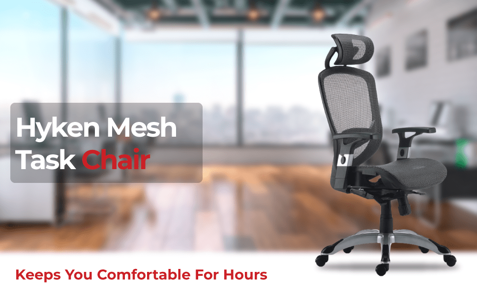 Flexfit Hyken Mesh Task Chair, Charcoal Gray