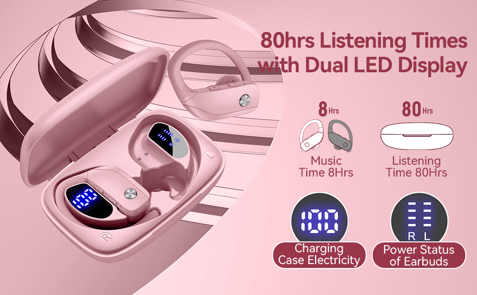 80hrs Listening Times with Dual LED Display